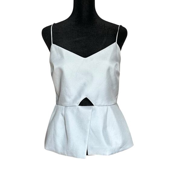 NICHOLAS Blue Silk Structured Tank Top Cut Out Regency Romantic Twee Coquette 8 - Picture 1 of 12